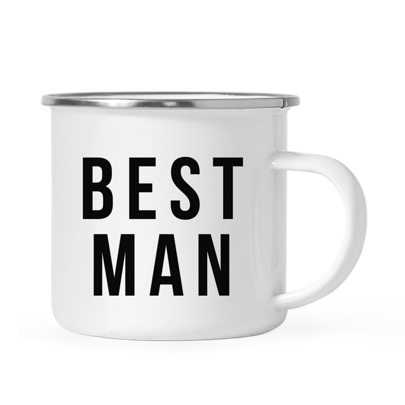 Cadeau de tasse de feu de camp en acier inoxydable, Best Man, paquet de 1, émail en métal à l'extérieur