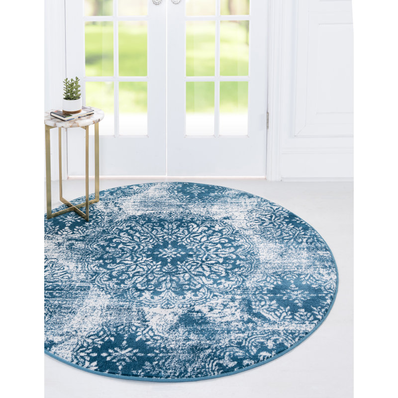 Coblitz Floral Indoor Rug, Round 7'