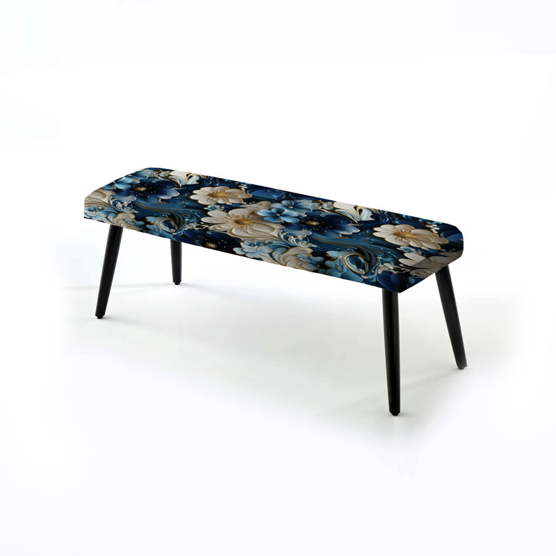 Nautical Allure Paisley Pattern - Paisley Upholstered Black Bench