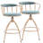  Karl Home Blue Snow Linen Fabric Swivel Bar Stool Set of 2