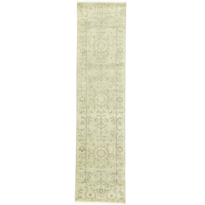 Elander Muted Green Floral Wool Area Oriental Rug