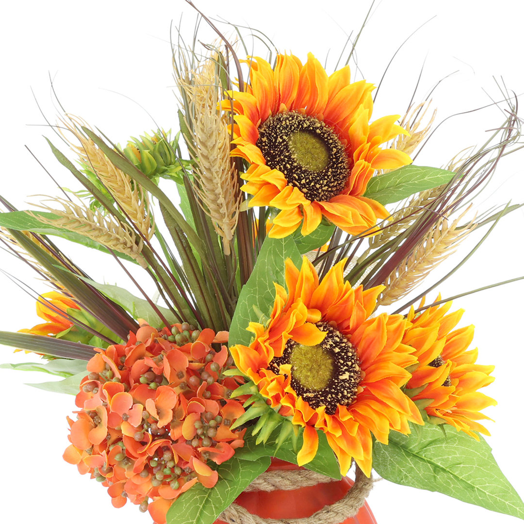 Linneus Fall Centerpiece with Sunflowers and Hydrangeas Primrue