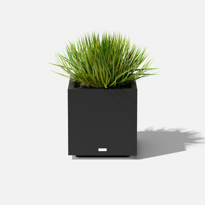 Veradek Black Recycled Plastic Cube Planter 18"
