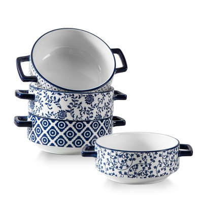 French Onion Soup Bowls With Handles - 24Oz Ceramic Soup Crocks Serving Bowls