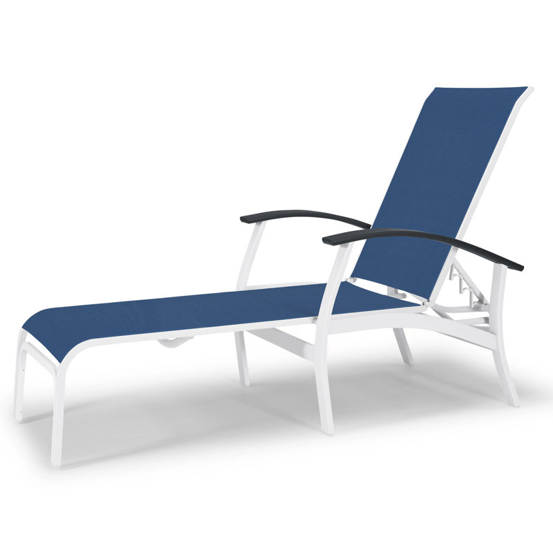 Askar Outdoor Rust-Resistant Metal Chaise Lounge, Cobalt 35D Sunbrella®, Classic Graphite P30, Gloss White