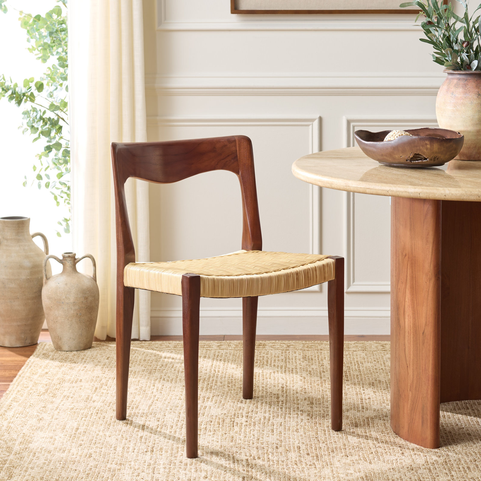 Dannon Side Chair in Beige, Walnut/Natural
