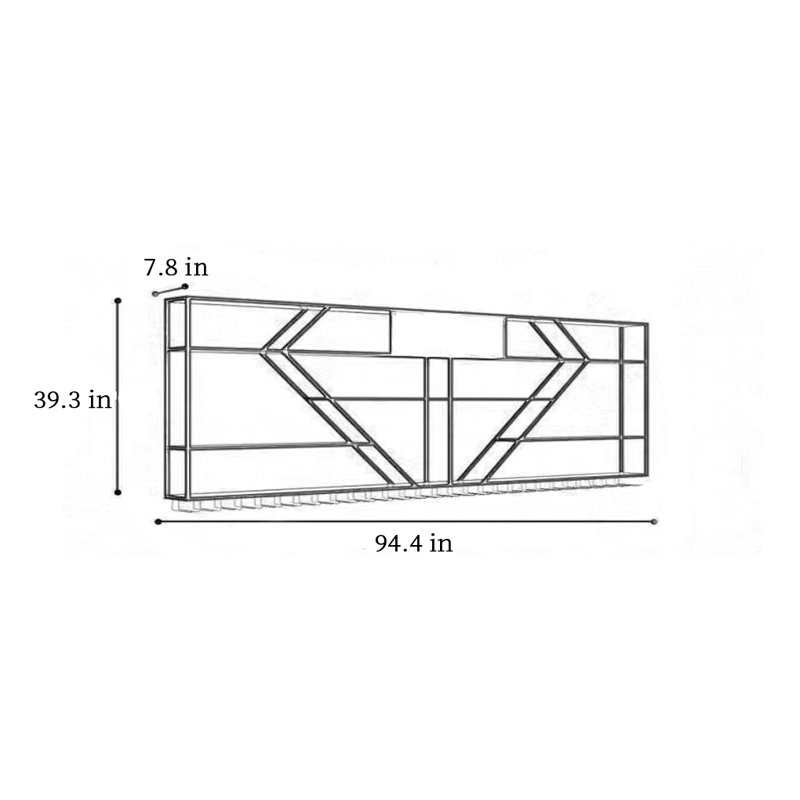 Support à vin, Black, 39.3" H x 94.4" W x 7.8" D