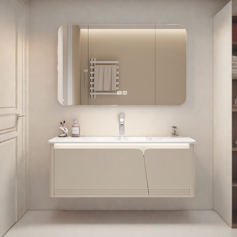Modern simple cream style bathroom cabinet, Beige