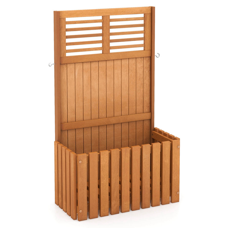 Lit de jardin surélevé en bois avec support à plantes et treillis, 1