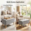 Banc avec repose-pieds 32 po avec plateau intégré, repose-pieds rembourré et banc de bout, gris