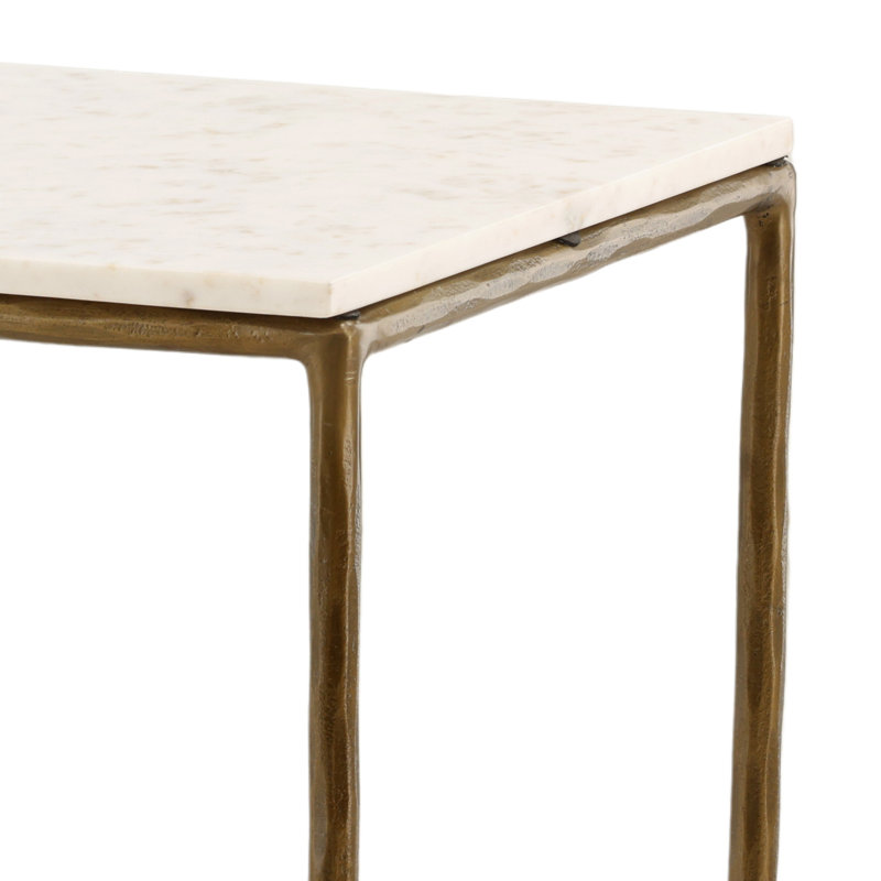 Perugia Console Table Antique Brass, White Marble/Antique Brass