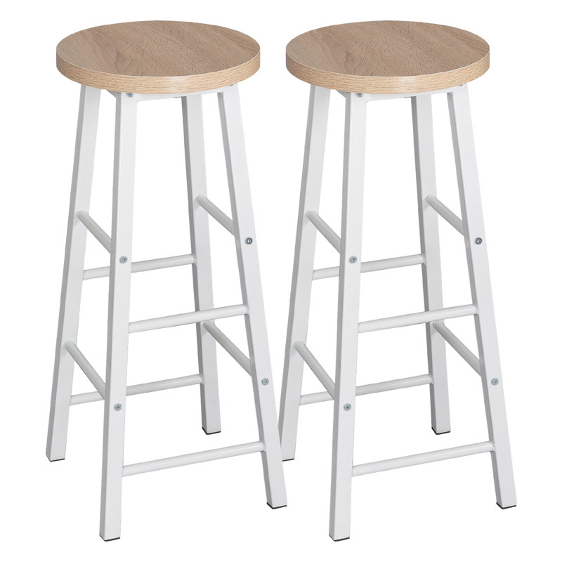 Haydenville Upholstered Counter Stool with Metal Frame, White, Light Oak