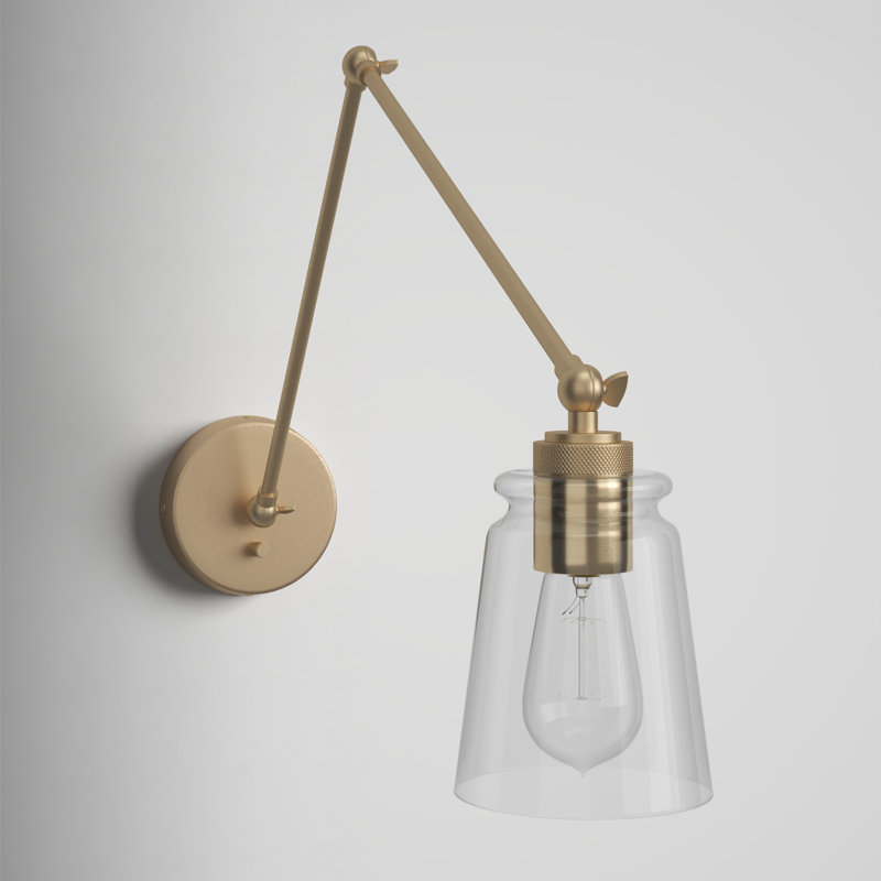 Lampe murale avec bras pivotant 1 lumière Eleni, Laiton vieilli