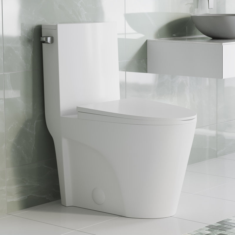 St. Tropez One-Piece 10" Rough-In 1.28 GPF Left-Hand Vortex Flush Elongated Toilet In Matte White, Left-Hand
