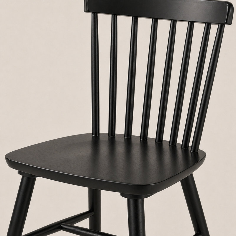 Solid Wood Windsor Dining Chairs, Black