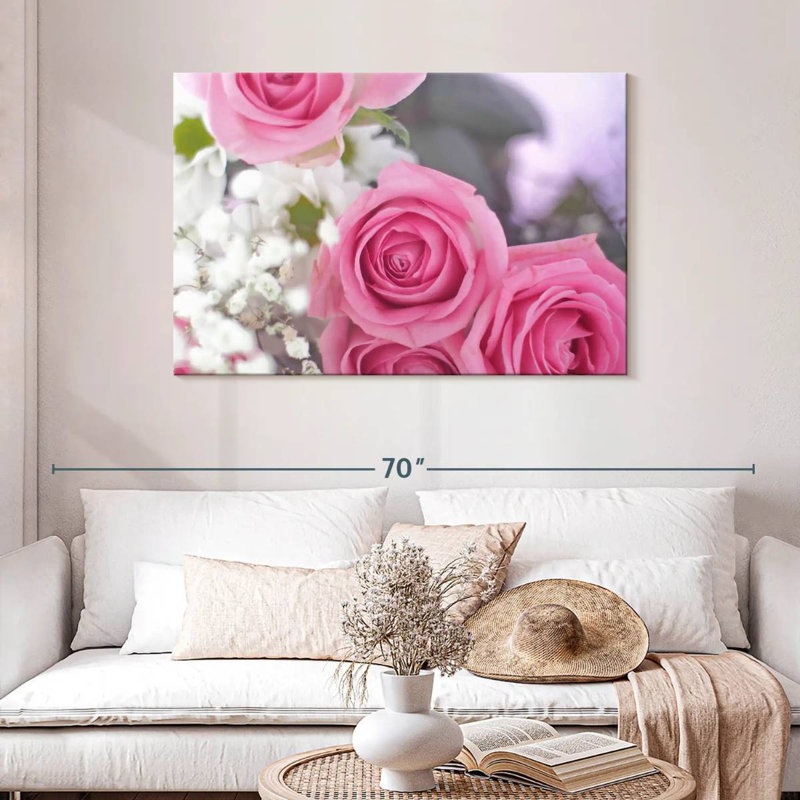 Harnek en fleurs rose clair, H 30 po x l 45 po