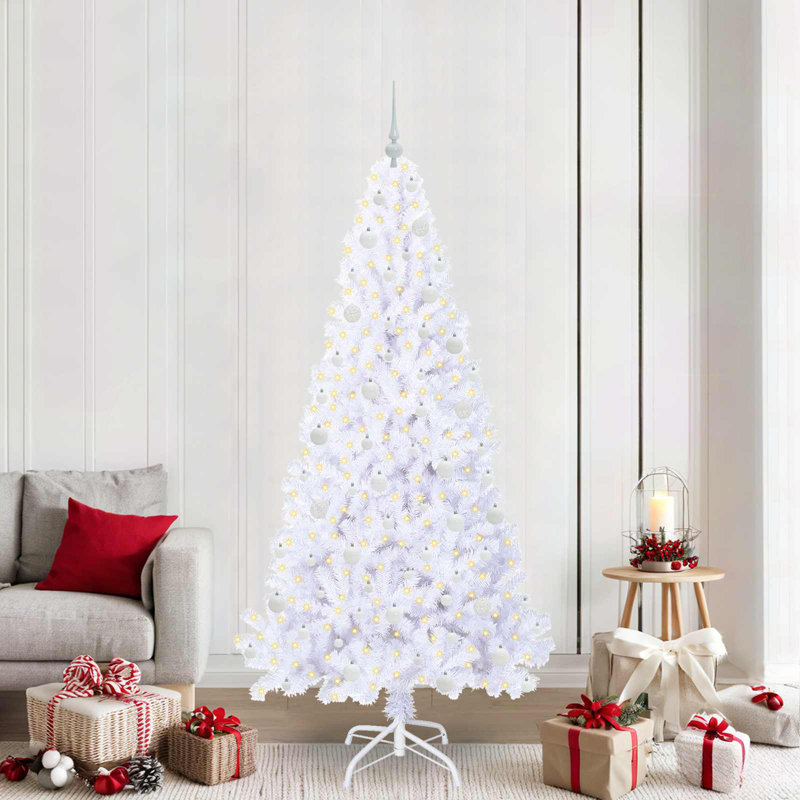 Lighted Artificial Christmas Tree, 210cm H, White