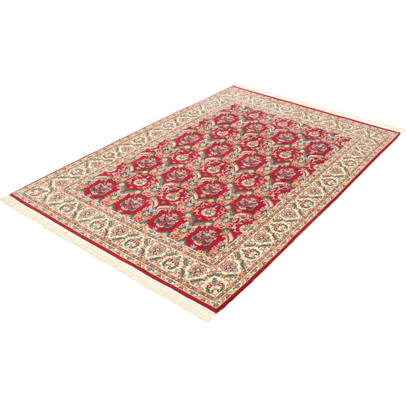 Tapis décoratif en laine noué à la main de conception unique noué à la main new age de couleur bourgogne/beige 6 pi x 9 pi 2 po