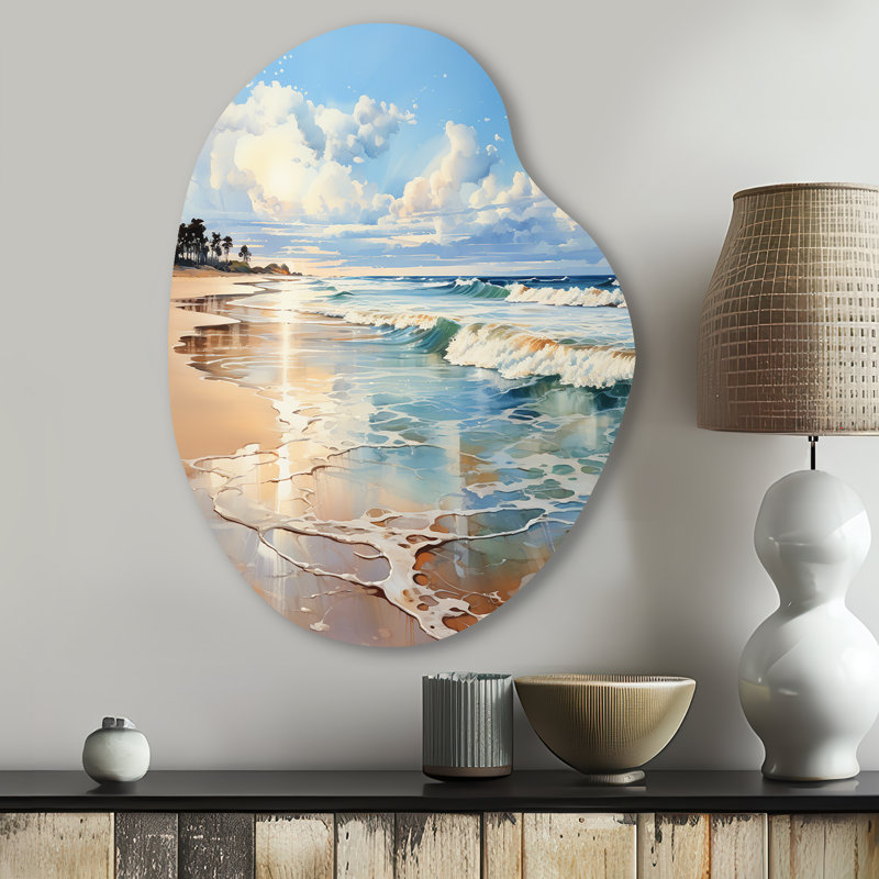 Mojica - art mural asymétrique en forme de poire en bord de mer, H 30 po x l 22 po