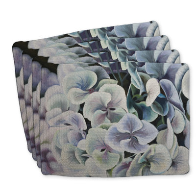 Colorful Hydrangea Braided Polyester Placemats Set of 4