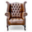 Upholstered Full Grain Leather Wingback Chair-1406721981