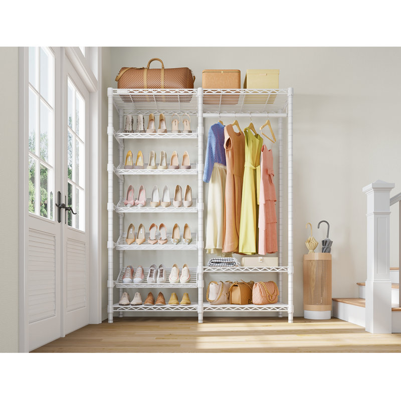 VIPEK S20 Clothes Rack, 850 lbs Heavy Duty Metal Rack with 10-Tier Shoe Shelves (25° Tilt), Adjustable Removable White Closet Organizer