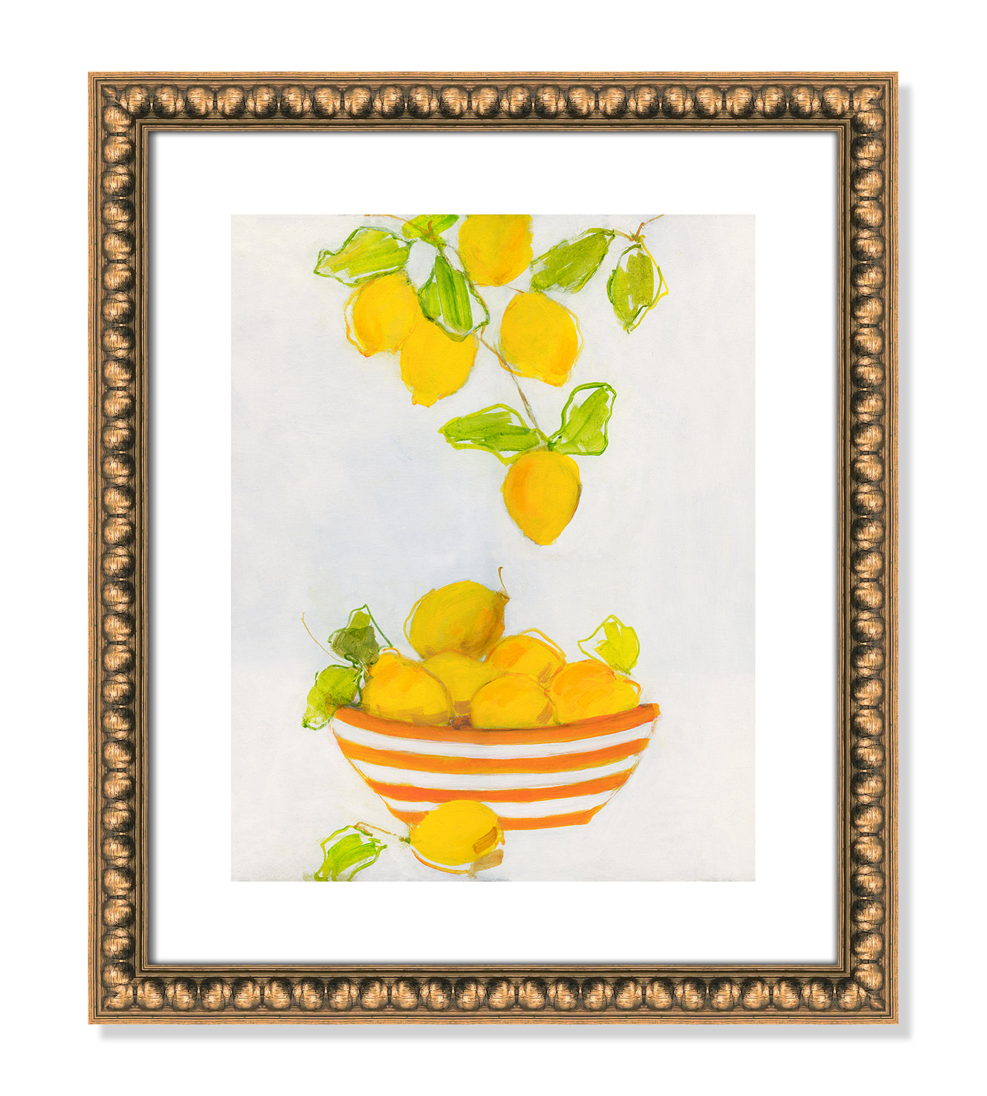 Darcy "Lemonlicious" Painting by Sally Swatland, 19" H x 16" W x 1.13" D, Gold Bead Framed Paper