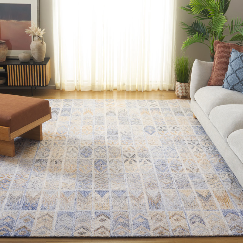 Tapis géométrique touffeté à la main Melica, Rectangle 8 pi x 10 pi