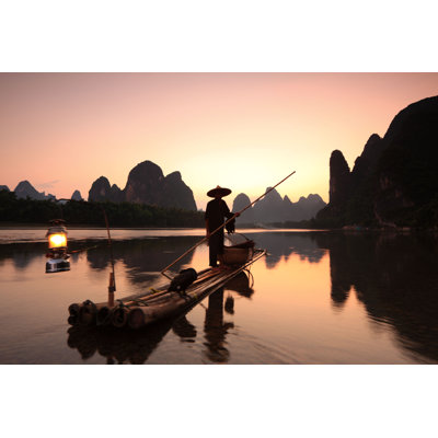 Fishermen on Li River 1 Piece Wrapped Canvas Wall Art