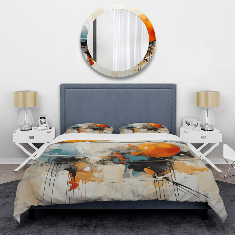 Ensemble de housse de couette en microfibre / polyester Teal Orange Bold Energy III
