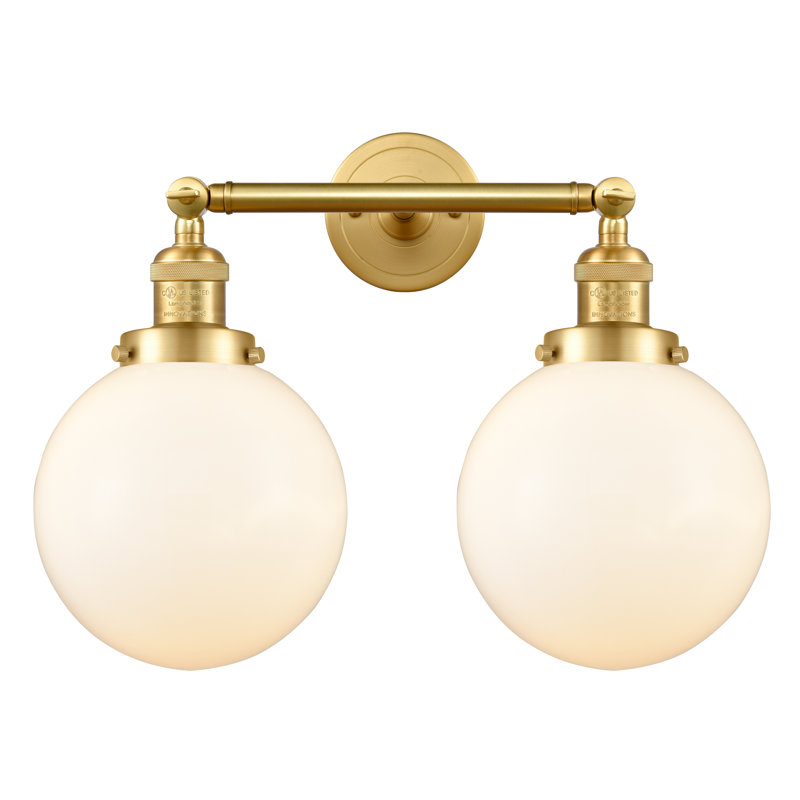Éclairage de salle de bain à intensité variable 2 lumières Clementina, Ampoule incandescente rétro de 60 watts, Or satiné