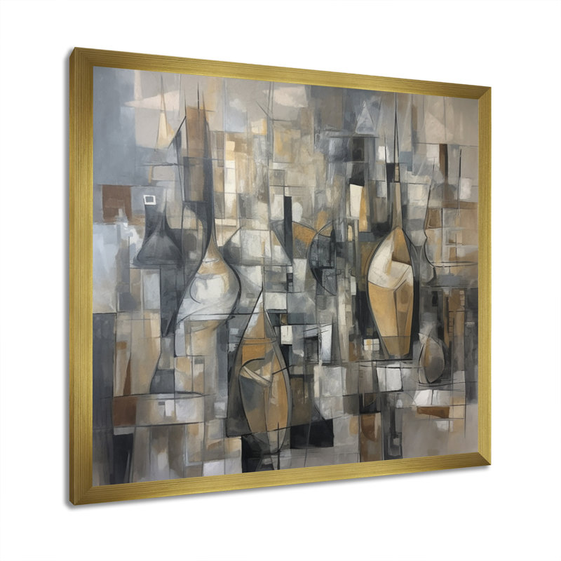 Mid Century Chromatics I - reproduction sur toile, Encadrement doré, H 24 po x l 24 po x P 1 po