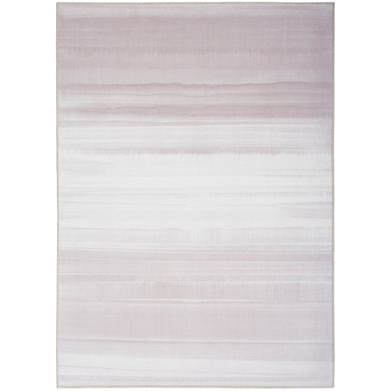 Abstract Machine Washable Polyester/Cotton Area Rug in Cream/Ivory, Rectangle 5'3" x 7'3"