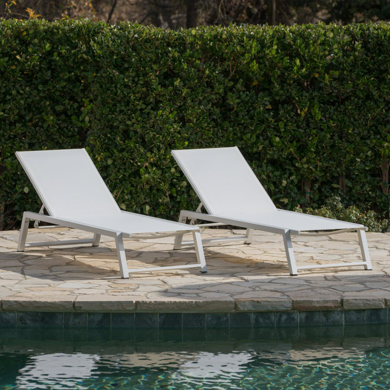 Petrie Outdoor Chaise Lounge Set, White