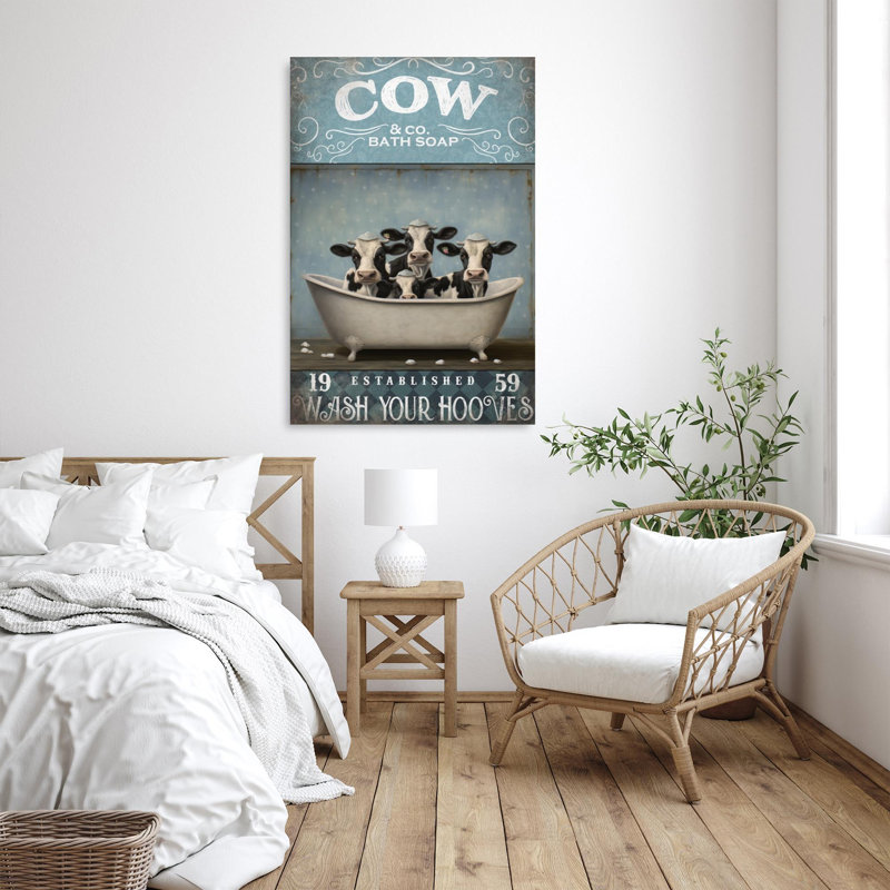 Savon de vache sur toile, H 36 po x l 24 po x P 1,25 po