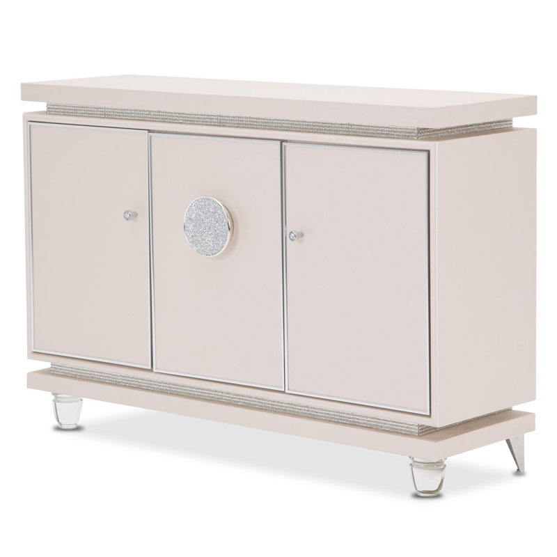 Elegant Cream 56'' Transitional Sideboard with Crystal Accents