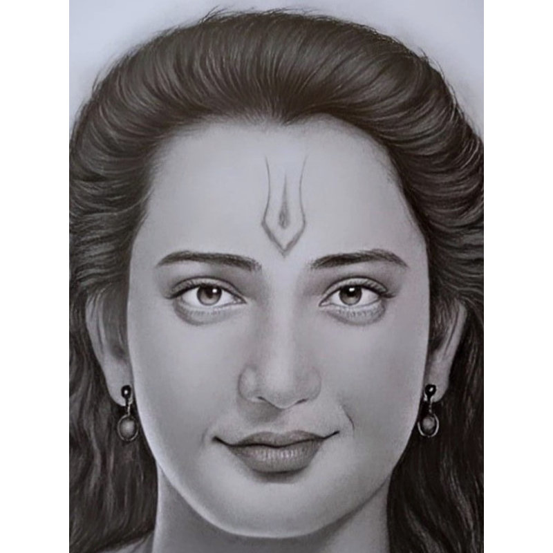 Portrait du lord Shri Ram | Graphite moyen | Par Sunil Kumar