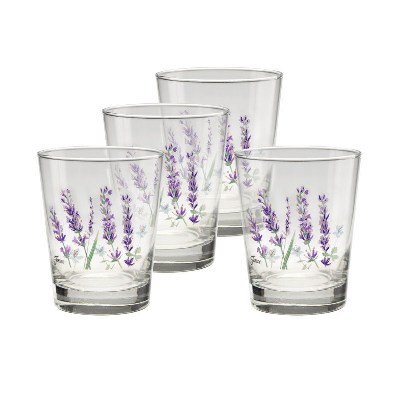 Ensemble de 4 verres à whisky à deux feuilles de style lavande Fiesta Bloom