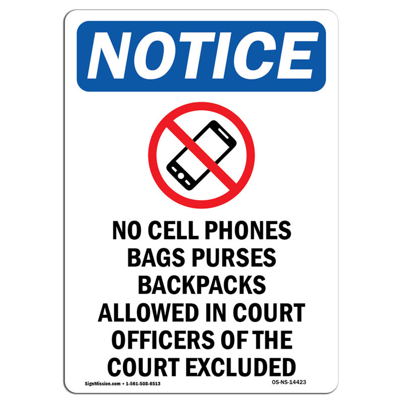 Signe «No Cell Phones Bag» avec symbole