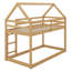 Lit superposé simple au-dessus d'un lit simple avec toit en forme de maison et lit mezzanine avec garde-corps-103066706
