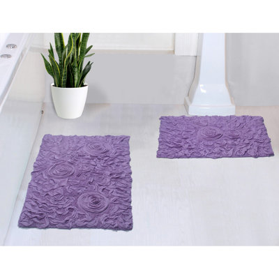 Freida Rectangle 100% Cotton 2 Piece Bath Rug Set