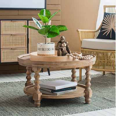 Round 2-Tiered Side Table, Natural End Table
