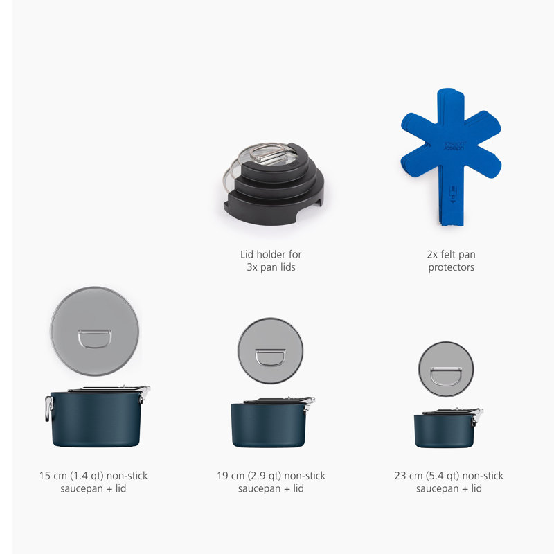 Joseph Joseph Space Stack 6-piece Non-stick Ceramic Saucepan Set with Stacking Lid Storage