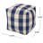 Connor Checkered Square Pouf, Ivory And Navy Blue-1966327621