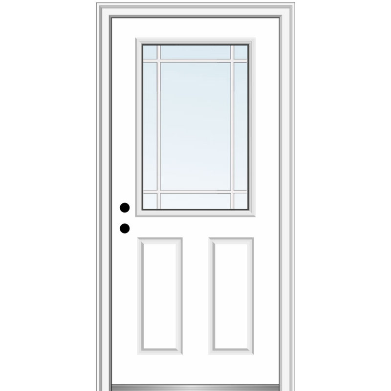 Porte d'entrée Prairie Prairie, Droite / vers l'intérieur, H 81,75 po x l 37,5 po x P 4,56 po, Blanc brillant