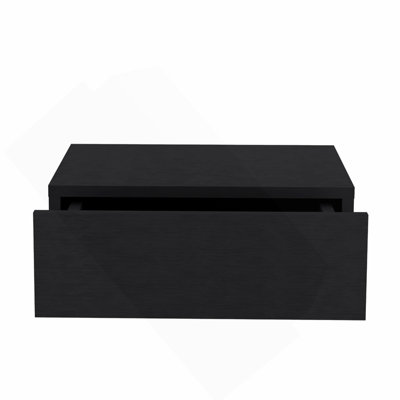 Floating Nightstand 5"H, Modern Wall-Mounted Bedside Shelf with Drawer, Black