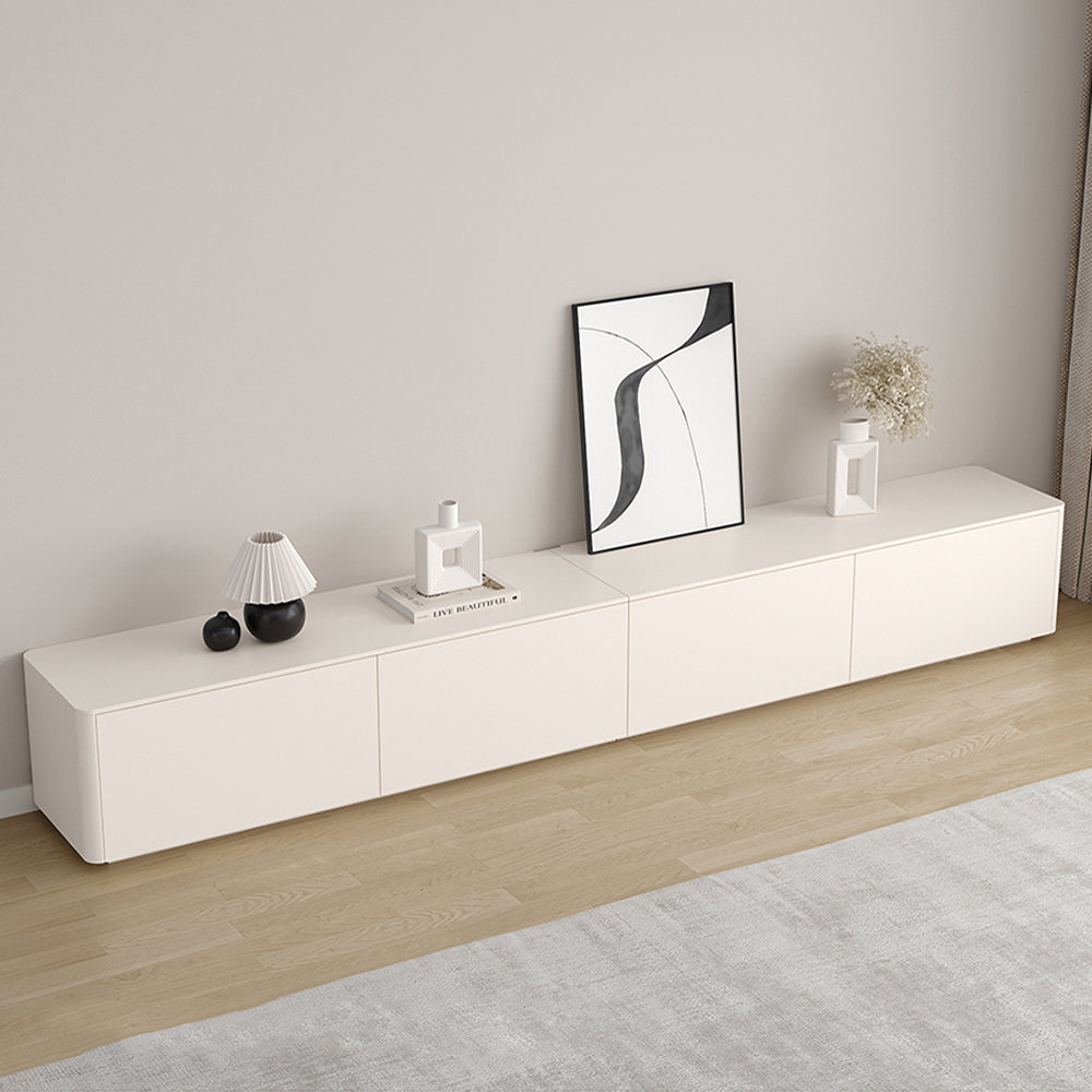 Aurora Craft Cream Lacquer TV Stand 110.23'' W Storage Credenza