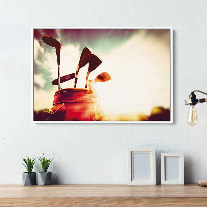 " Beige Golf ", White Framed, 16" H x 20" W