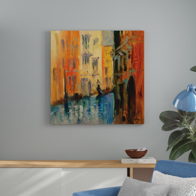 « v’enice i », peinture, H 24 po x l 24 po x P 1,5 po, Cadre argenté
