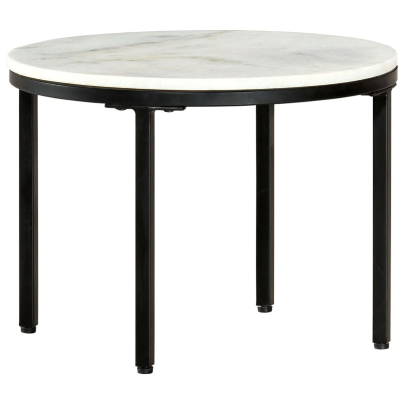 Wrought Studio Coffee Table White And Black Diameter 19.7" Real Solid Marble, H 13,8 po x L 19,7 po x l 19,7 po